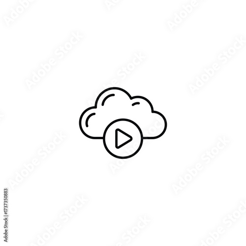 Cloud icon with play button symbol for streaming and online video