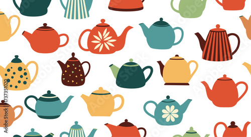 A delightful collection of colorful teapots in various styles and patterns.