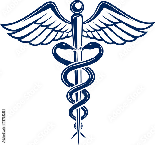 silhouette of the caduceus symbol a medical icon on white