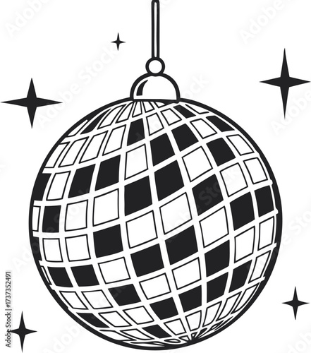 Elegant disco ball silhouette vector icon on a white background