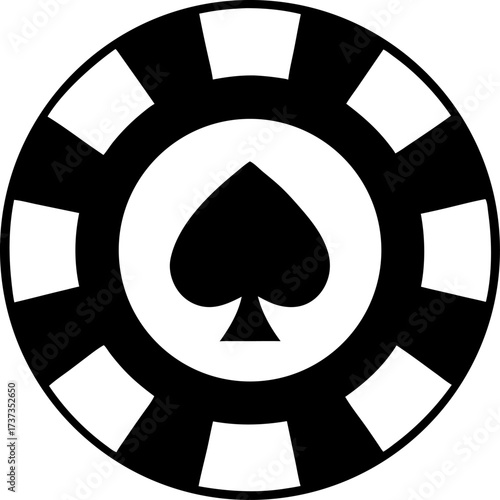 A simple vector silhouette of a classic casino poker chip icon
