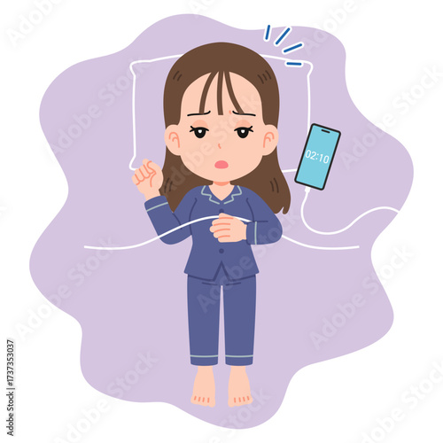 夜中に目が覚める　女性　全身