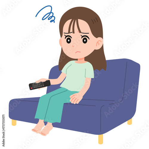 テレビに集中できない女性