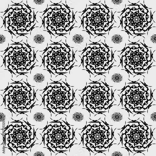 Black and white floral seamless pattern - Eye catcher design geometry seamless- Seamless Pattern - Funky art - Abstract design repeatable - Paper printing - Textile Printing 