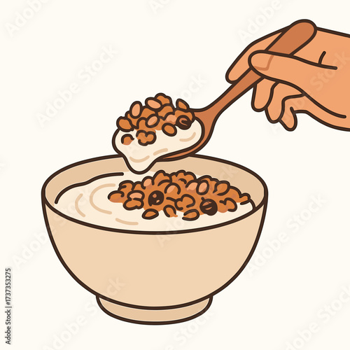 Yogurt with granola vector
