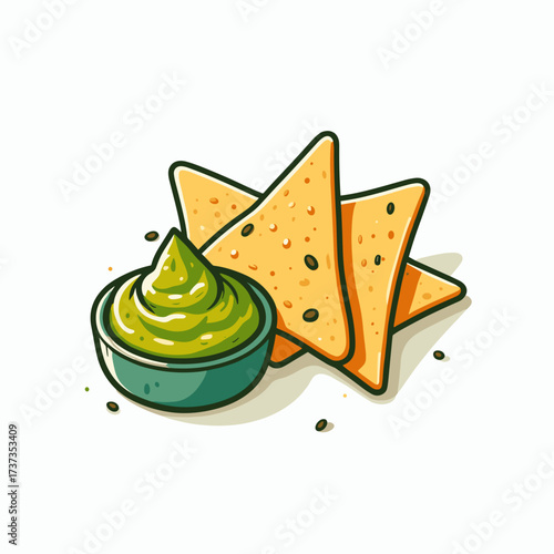 Tortilla chips with guacamole