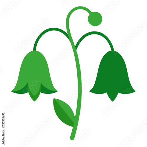 bells of ireland flower silhouette on white background