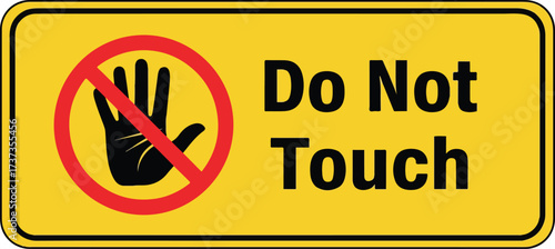 Illustration of do not touch sign with hand symbol and red prohibition circle