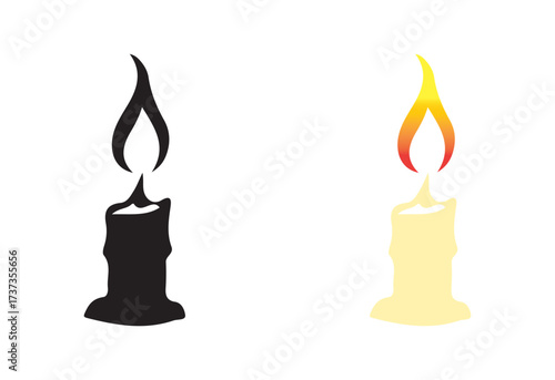 burning candle on a white background