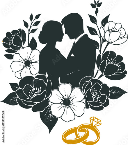 Wedding Wreath of Love Wedding Silhouette