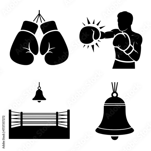 Boxing Ring Icons Set