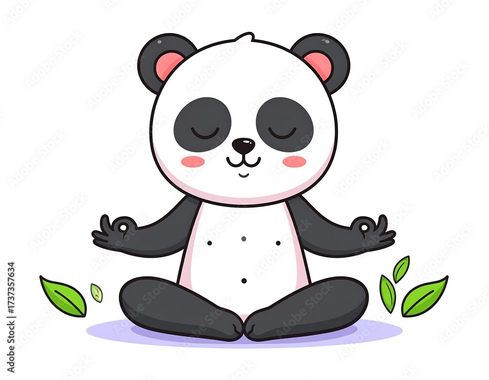 Naklejka premium Peaceful Panda Meditating in Zen Pose.