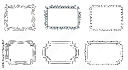 Elegant decorative rectangular and hexagonal borders with intricate floral and vine motifs for design and crafting purposes.