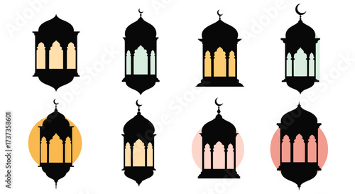 Collection of Islamic decorative lanterns and Ramadan lights for festive occasions.