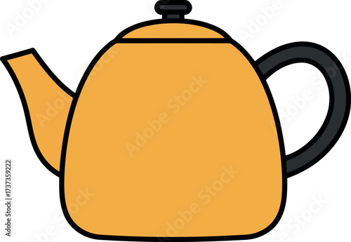 Yellow kettle icon modern flat design kitchenware object vector