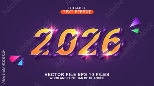 editable 3d 2026 sliced text effect.typhography logo