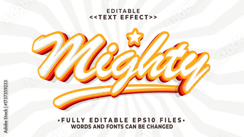 editable 3d white orange mighty text effect