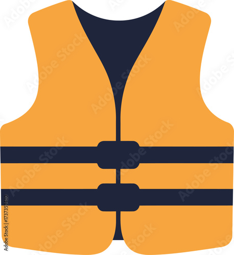 Orange life vest safety gear for water sports adventure vector