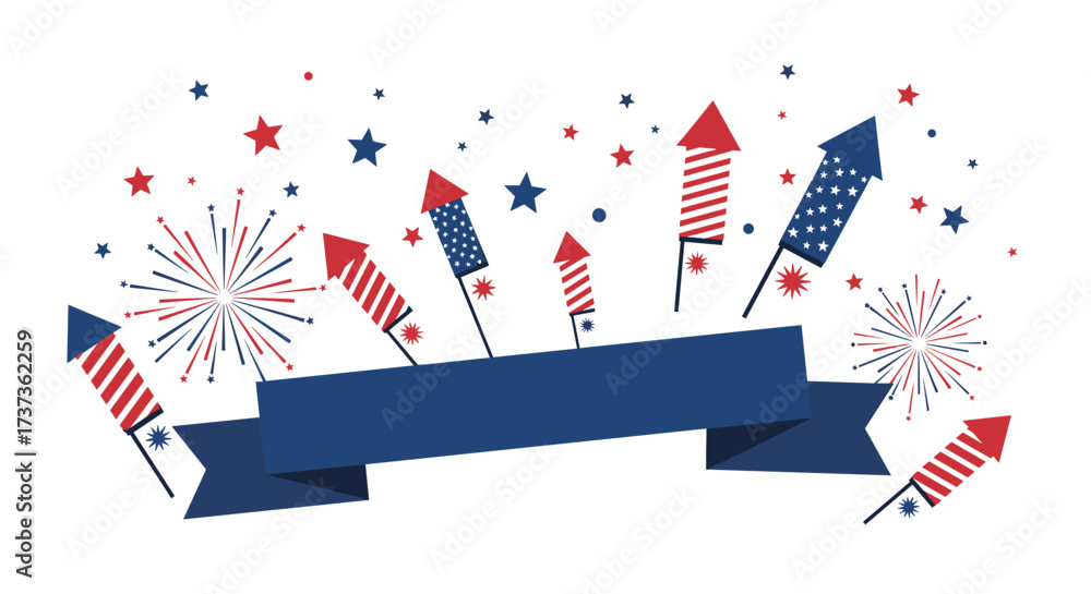 Obraz premium Celebrate Independence Day with a dazzling display of patriotic fireworks and festive banners for your special events.