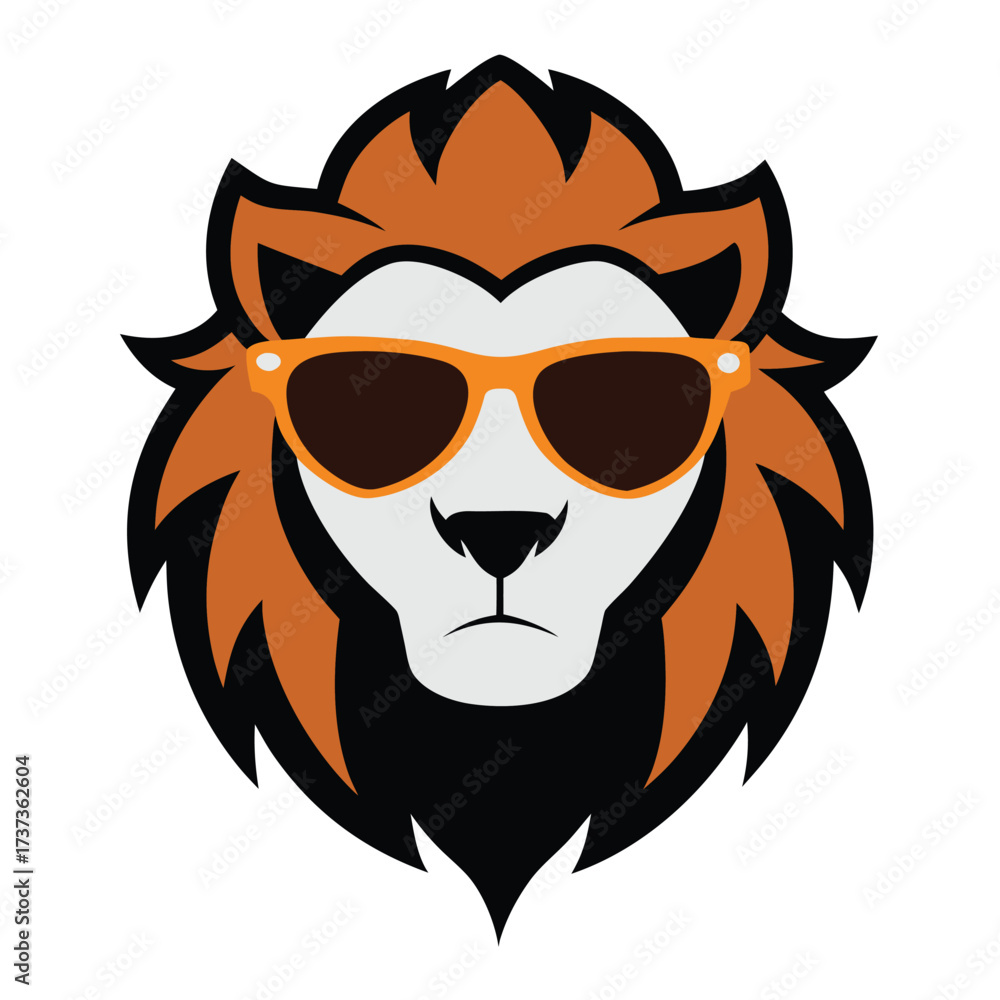 Obraz premium Stylized Lion Head with Sunglasses Vector