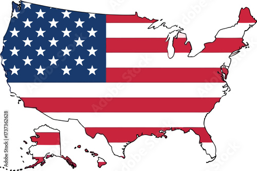 Usa map flag patriotic graphic vector