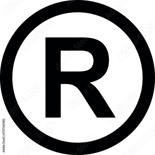 Registered trademark symbol circle icon for branding and legal protection vector