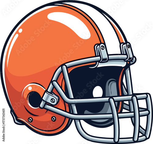 Vintage football helmet orange brown white stripes american football sport vector