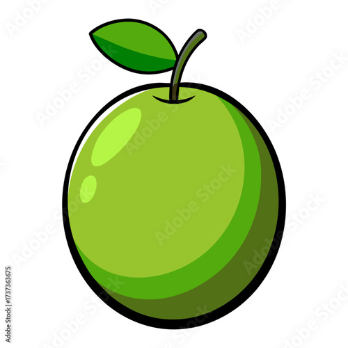 Crisp green apple illustration, perfect for healthy eating campaigns, fresh fruit promotions, and vibrant food designs, a simple, eye-catching food icon