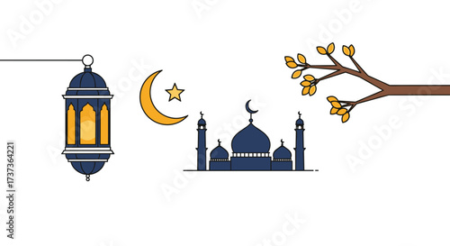 Decorative elements for Islamic holidays such as Ramadan and Eid al-Fitr.