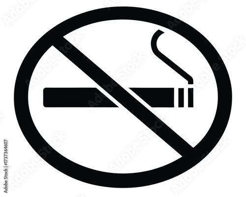 No Smoking Sign with Circle and Slash for Health Awareness