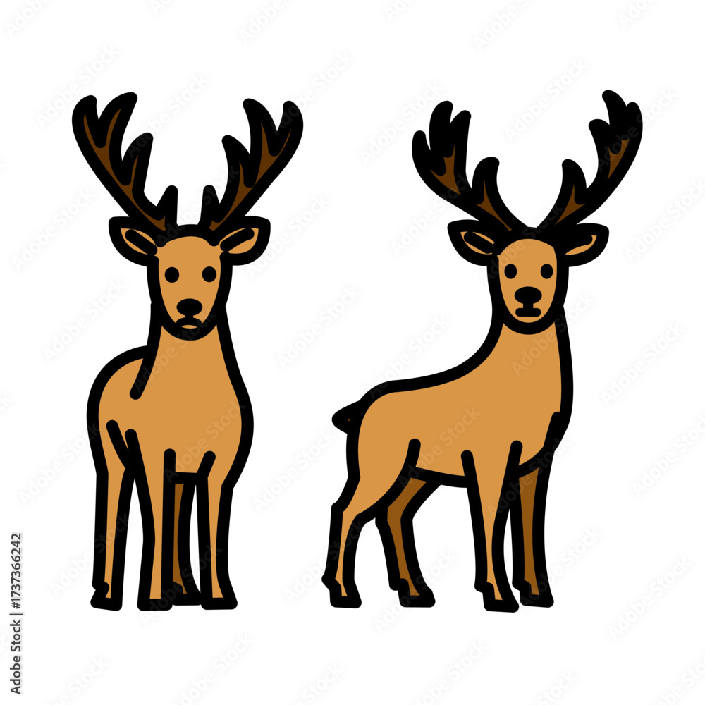 Obraz premium Pair Of Standing Deer With Large Antlers