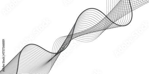Minimalistic abstract illustration of wavy black lines bending in harmony across a white background. The lines vary in thickness, creating a smooth gradient effect that conveys rhythm, energy,