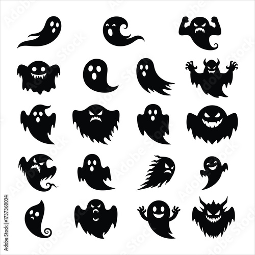 Black and white vector illustration of music and sound icons set for web and design