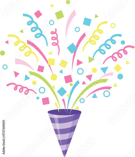 Joyful confetti explosion celebration party popper vector