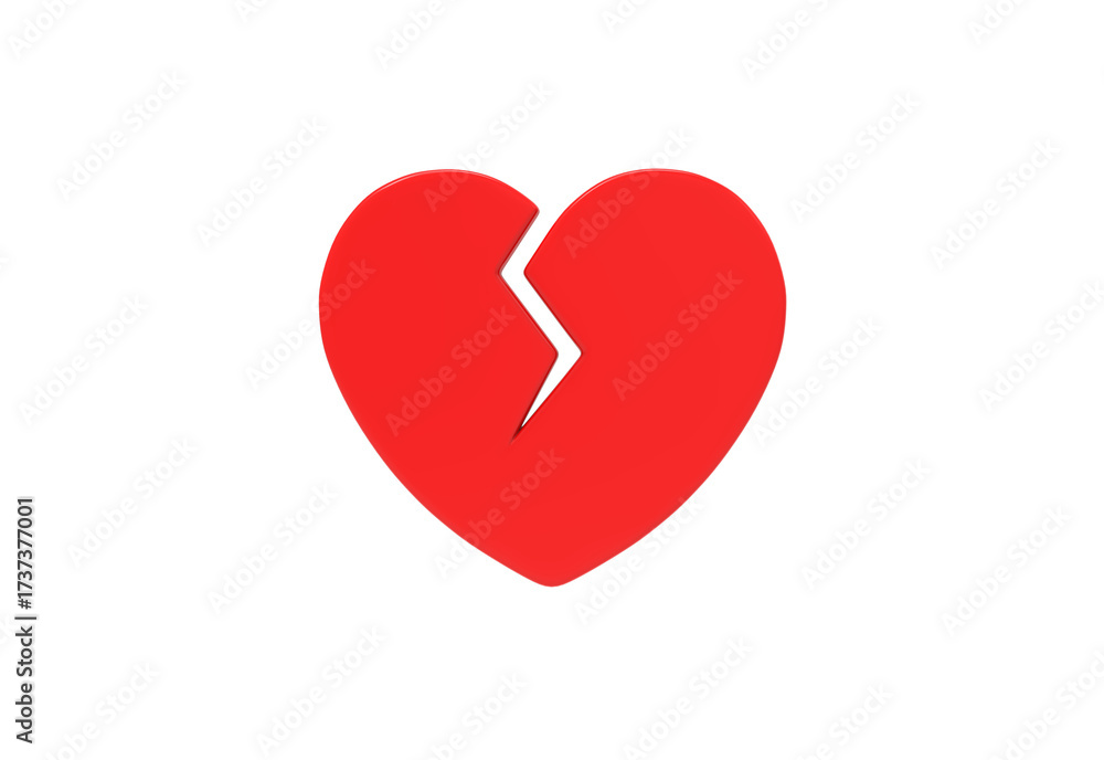 Fototapeta premium broken heart front view without shadow 3d render