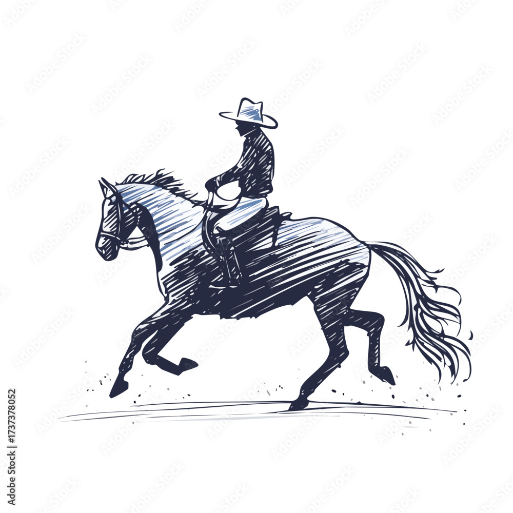 Obraz premium Man Riding Horse Western