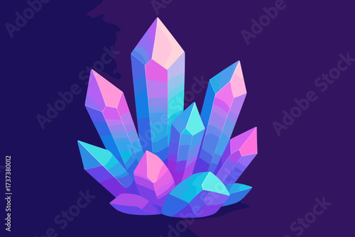 Opal radiating gradient cyan illustration violet crystal cluster abstract vector gradients
