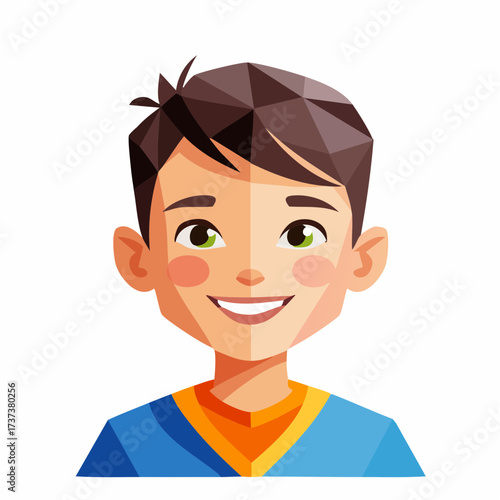 Young Boy with Smiling Face and Brown Hair.