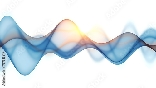 Alpha wave A stunning abstract visualization of alpha brainwaves, shimmering as layered, transparent blue and gold sine waves floating in a perfectly (2)