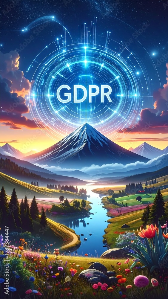Fototapeta premium Digital landscape, GDPR concept
