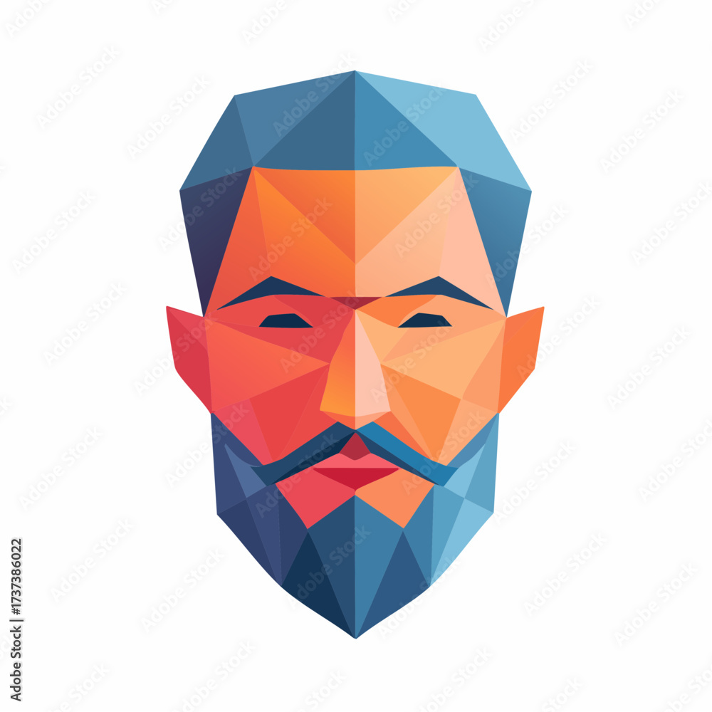 Fototapeta premium Geometric Man Face Abstract Art.