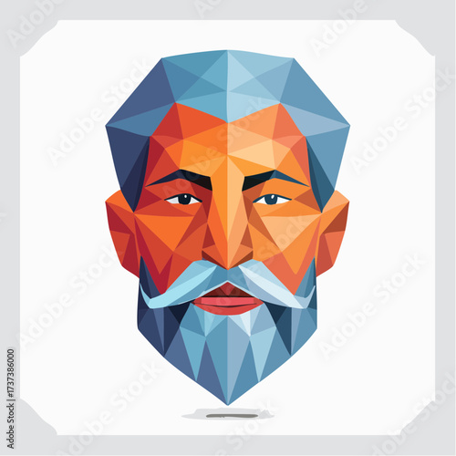 Geometric Portrait of an Old Man with a Beard.