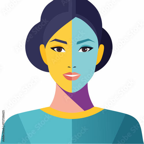 Split Face Woman Mood Concept.