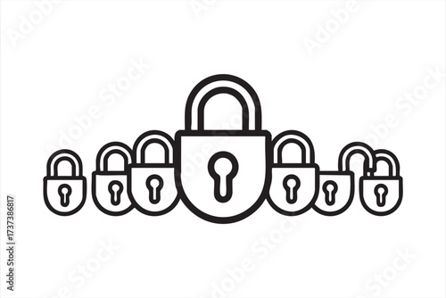 Privacy Protection Padlock Icon Set for Business and Network Safety