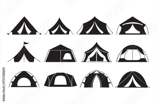 Camping Shelter Icon Pack for Adventure, Exploration, and Holiday Design