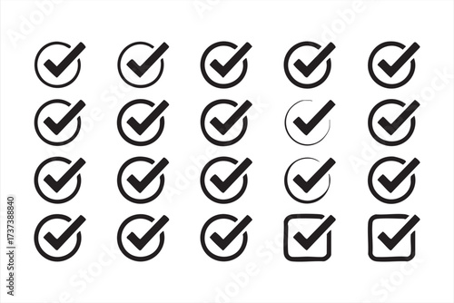 Collection of Checkmark Symbols for Checklist, Task, and Assignment Graphics