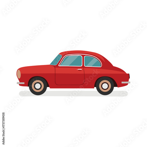 Red Vintage Coupe Car on White Background automobile