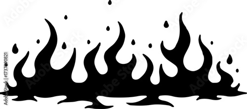 Set of Fire and Flame Silhouettes