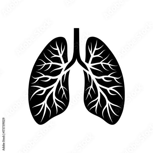 a black and white vector silhouette of lungs  