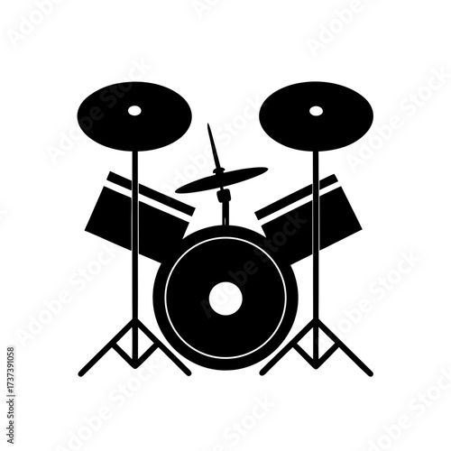 a black and white vector silhouette of cymbals  